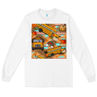 White fall school bus seamless pattern Long Sleeve Tee - BundleAndBundleShop