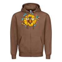 Chestnut bee sunflower leopard Zipper Hoodie - Jasminsmagicworld