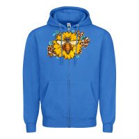 True Royal bee sunflower leopard Zipper Hoodie - Jasminsmagicworld