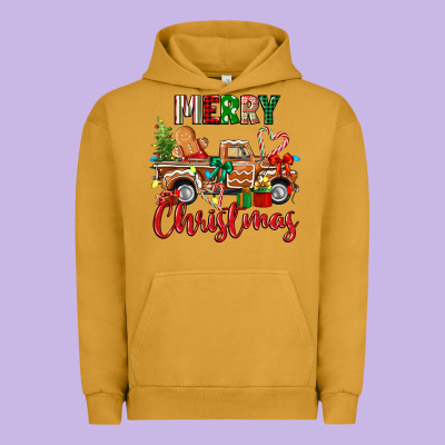 Merry Christmas Gingerbread Truck Urban Hoodie Designed By Texasbilliewilder