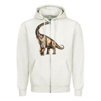 Oatmeal Heather Brachiosaurus Zipper Hoodie - LillyAllenDesigns