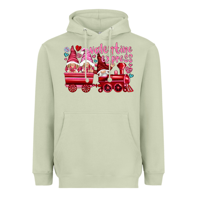 Valentines Express With Gnomies Heavyweight Hoodie by NancyCooperArtShop | Teevron