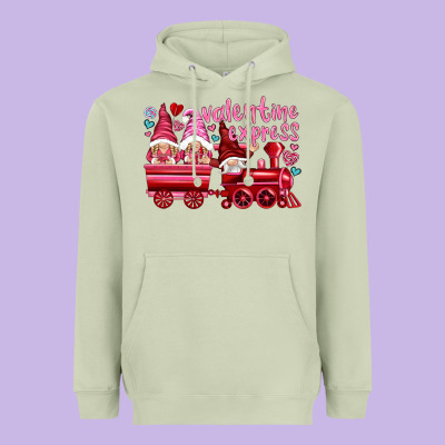 Valentines Express With Gnomies Heavyweight Hoodie Designed By Nancycooperartshop