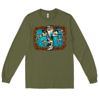 Army Green bull skull cross backgraund Long Sleeve Tee - JahusDesignShop