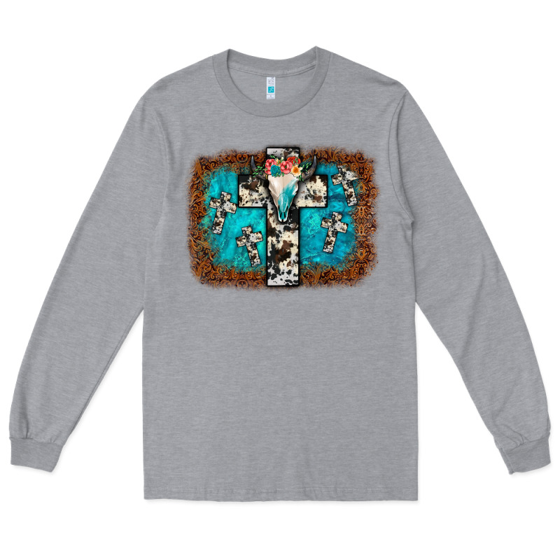 Bull Skull Cross Backgraund Long Sleeve Tee by JahusDesignShop | Teevron