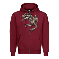 Burgundy Spinosaurus Face Zipper Hoodie - LillyAllenDesigns