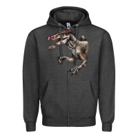 Charcoal Heather Spinosaurus Face Zipper Hoodie - LillyAllenDesigns