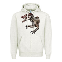 Oatmeal Heather Spinosaurus Face Zipper Hoodie - LillyAllenDesigns
