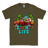Army Green teacher life western truck and books Classic Tee - AdoDesignShop