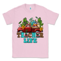 Bubblegum Pink teacher life western truck and books Classic Tee - AdoDesignShop