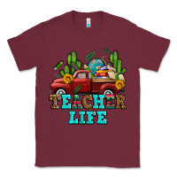 Burgundy teacher life western truck and books Classic Tee - AdoDesignShop