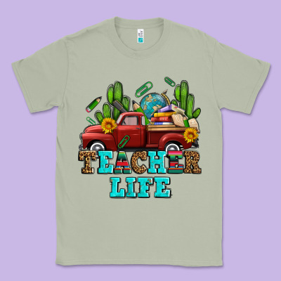 Teacher Life Western Truck And Books Classic Tee Designed By Adodesignshop