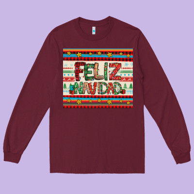 Feliz Navidad Spanish Christmas Long Sleeve Tee Designed By Jasminsmagicworld