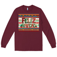 Burgundy feliz navidad spanish christmas Long Sleeve Tee - Jasminsmagicworld