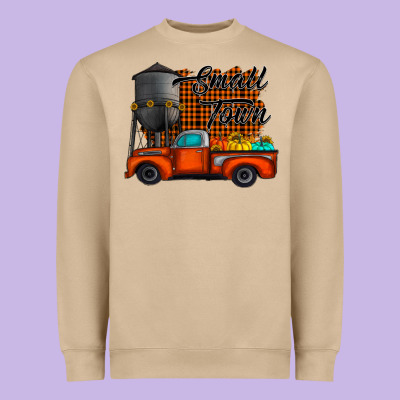 Small Town Fall Heavyweight Sweatshirt Designed By Cowhidedigitalart