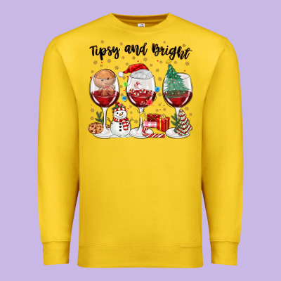 Tipsy And Bright Christmas Premium Sweatshirt Designed By Maliassmallbusiness