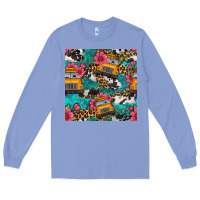 Colony Blue western school bus seamless pattern Long Sleeve Tee - BundleAndBundleShop