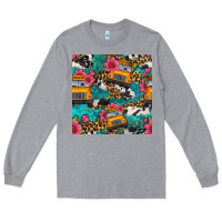 Heather Grey western school bus seamless pattern Long Sleeve Tee - BundleAndBundleShop