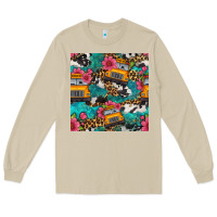 Mushroom western school bus seamless pattern Long Sleeve Tee - BundleAndBundleShop