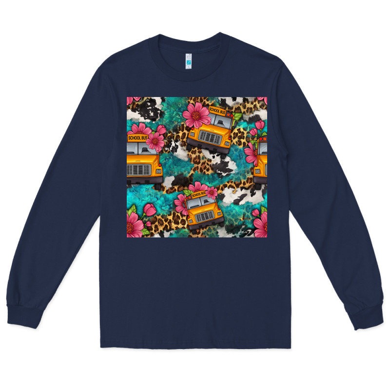 Western School Bus Seamless Pattern Long Sleeve Tee by BundleAndBundleShop | Teevron