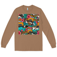 Toasted Coconut western school bus seamless pattern Long Sleeve Tee - BundleAndBundleShop