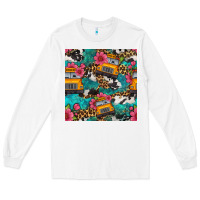 White western school bus seamless pattern Long Sleeve Tee - BundleAndBundleShop