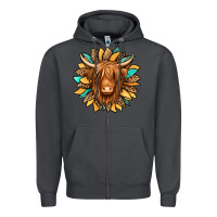 Smoke highland cow turquoise sunflower Zipper Hoodie - Jasminsmagicworld