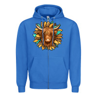 True Royal highland cow turquoise sunflower Zipper Hoodie - Jasminsmagicworld