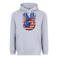 Heather Grey peace 4th july Heavyweight Hoodie - NancyCooperArtShop