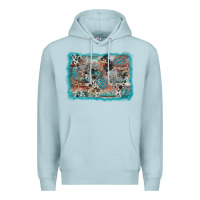 Blue Mist cross western background Premium Hoodie - AdoDesignShop