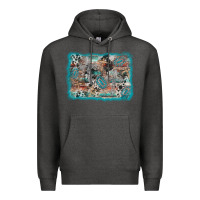 Charcoal Heather cross western background Premium Hoodie - AdoDesignShop