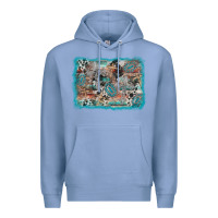 Colony Blue cross western background Premium Hoodie - AdoDesignShop