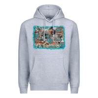 Heather Grey cross western background Premium Hoodie - AdoDesignShop