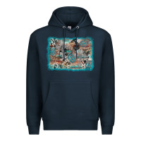 Navy cross western background Premium Hoodie - AdoDesignShop