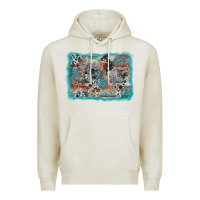 Oatmeal Heather cross western background Premium Hoodie - AdoDesignShop