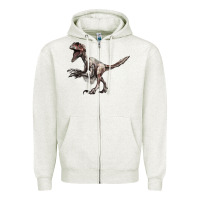 Oatmeal Heather Deinonychus Zipper Hoodie - LillyAllenDesigns