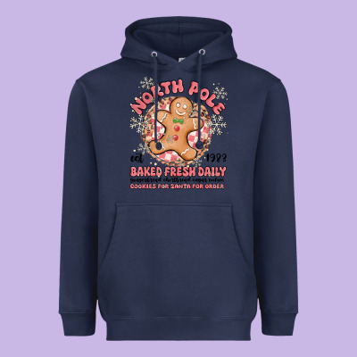 North Pole Baked Fresh Daily Heavyweight Hoodie Designed By Maliassmallbusiness