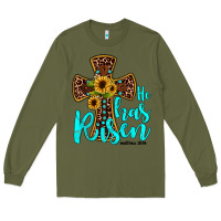 Army Green he has risen Long Sleeve Tee - JahusDesignShop
