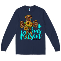 Navy he has risen Long Sleeve Tee - JahusDesignShop