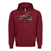 Burgundy Pteranodon Face Zipper Hoodie - LillyAllenDesigns