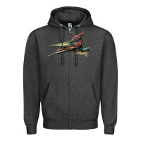 Charcoal Heather Pteranodon Face Zipper Hoodie - LillyAllenDesigns