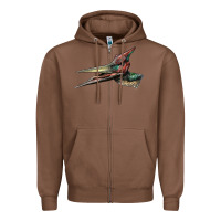Chestnut Pteranodon Face Zipper Hoodie - LillyAllenDesigns