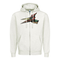 Oatmeal Heather Pteranodon Face Zipper Hoodie - LillyAllenDesigns