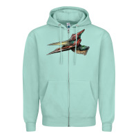 Seafoam Pteranodon Face Zipper Hoodie - LillyAllenDesigns