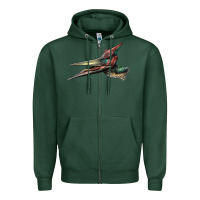 Sports Green Pteranodon Face Zipper Hoodie - LillyAllenDesigns