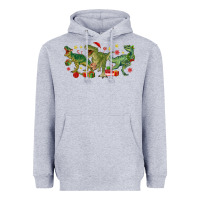 Heather Grey christmas dinosaurs Heavyweight Hoodie - MaliasSmallBusiness
