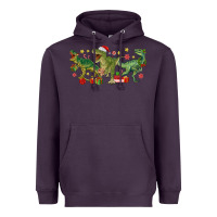 Plum christmas dinosaurs Heavyweight Hoodie - MaliasSmallBusiness