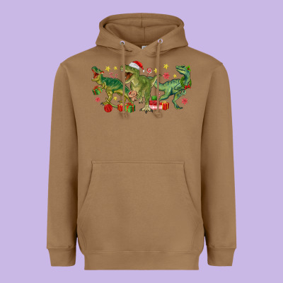Christmas Dinosaurs Heavyweight Hoodie Designed By Maliassmallbusiness