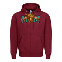 Burgundy highland cow mom Zipper Hoodie - Jasminsmagicworld