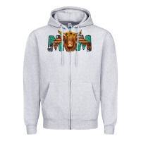 Heather Grey highland cow mom Zipper Hoodie - Jasminsmagicworld